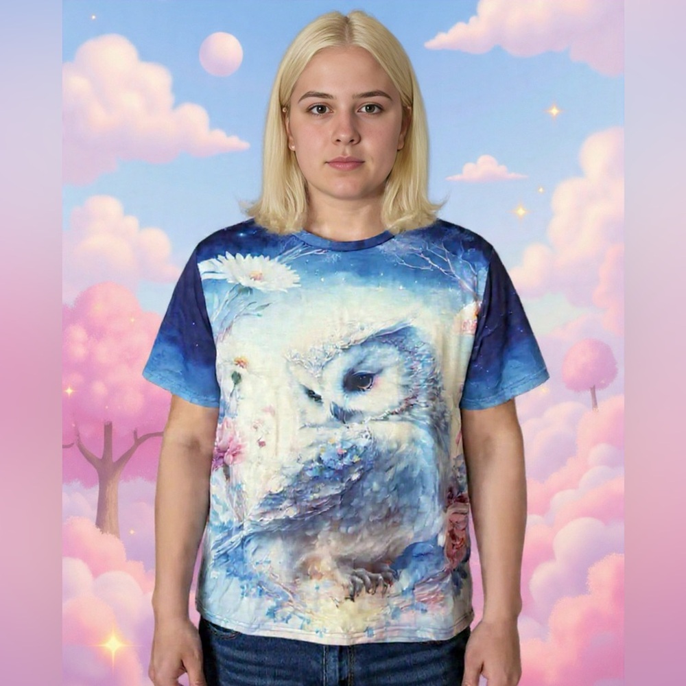 Blue Owl Graphic Women’s T-Shirt - Dreamy Night Print